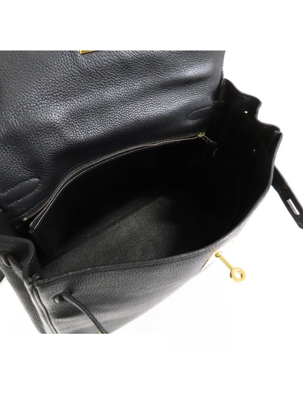 Hermes Kelly 32 Black Gold Togo Retourne 2-Way Shoulder Bag - Picture 5 of 9